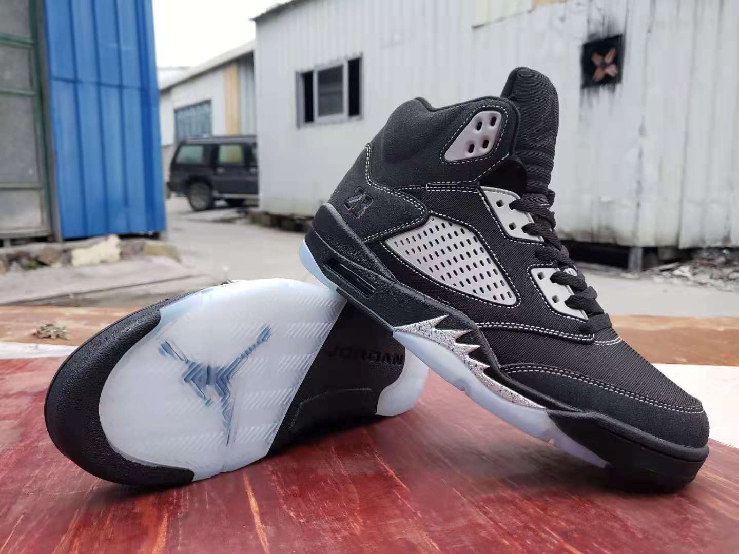 2020 Men Air Jordan 5 Black White Shoes